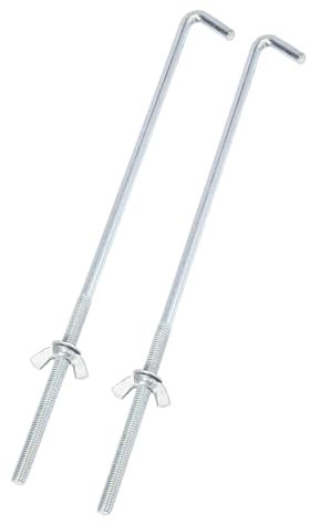 Partuto 2 Pcs 23x0.6cm Universal Car Battery Hook Clamp - Metal Silver Tone