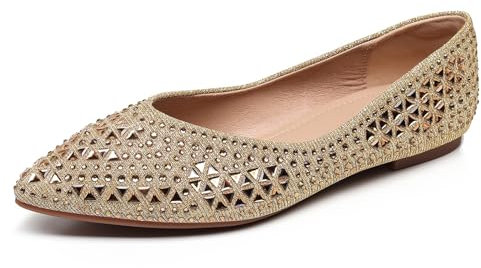 VenusCelia Damen Dalia Flacher Schuh, Mit goldfarbenen Nieten, 41 EU