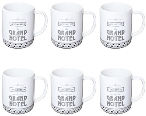 Paris Prix Lot de 6 Mugs Grand Hôtel 30cl Blanc