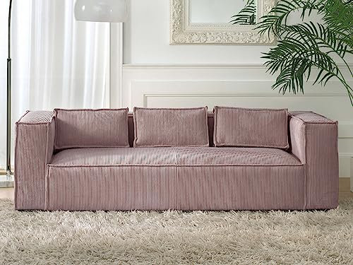 Lisa Design Stella – 3-Sitzer Einzelsofa – aus Cord – moderner Stil Rosa