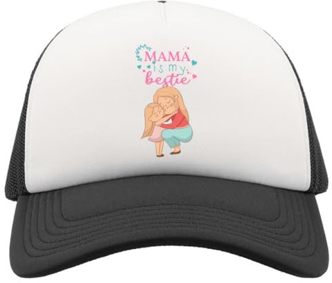 Mama is My Bestie Half Mesh Trucker Cap Baseballmütze Snapback Schwarz, Schwarz , Einheitsgröße