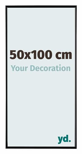 Your Decoration - Marco de fotos 50x100 cm - Negro Brillante - Marco de fotos de plástico con cristal de plástico antirreflejo - Marco 50x100 cm - Evry