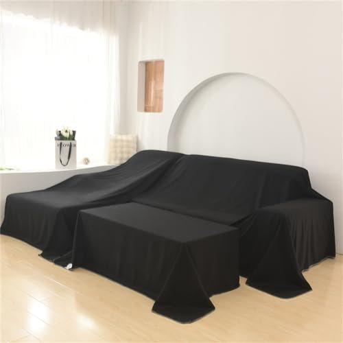2 Pack Cotton Furniture Dust Sheets for Decorating, Dust Sheet for Sofas Single/Double Bed, Floor Covering Staircase Drop Cloth Paint Sheet Washable and Reusable Dust Cover (3.5x5cm,Black)