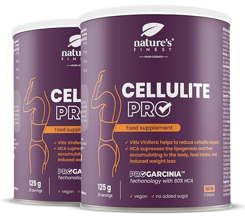 Nature’s Finest Cellulite PRO - Unterstützt Fettstoffwechsel, Appetitkontrolle & Hautbild - Superfood Pulver mit Garcinia Cambogia & Rotweinextrakt - Vegan & Glutenfrei, 250 g