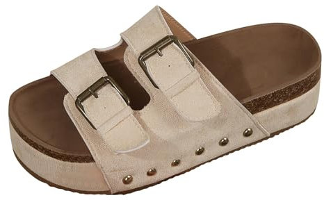 Memmyly Sandales Plateforme Femme - Sandales Été Confortable Compensée Grande Taille Sandales de Marche Sandales et Nu-Pieds Mules Confort Large Grande Taille Claquettes de Piscine Flip Flop