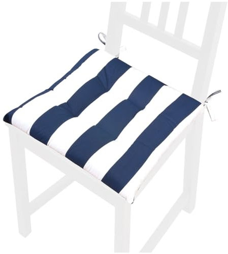 emmevi Stuhlkissen aus Baumwolle, gestreift, weich, gepolstert, universal, waschbar, Blau