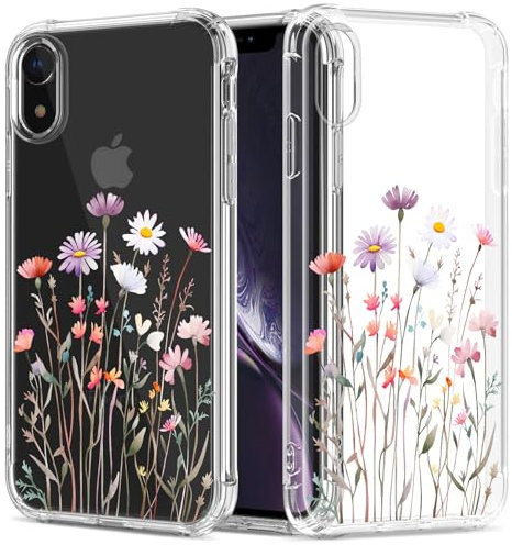 GREATRULY Floral Clear Pretty Phone Case for iPhone XR 6.1 Inch (2018 Release) for Women/Girls,Flower Design Transparent Slim Soft TPU Bumper Silicone Cover Shell,FL-37