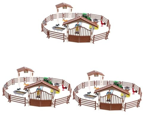 Toyvian 3 Sätze Simulationsfarmmodell bauernhoftiere Farm Animals Farm Spielzeug Bauernhofspielzeugspiel Traktoren Spielzeug Mini-Bauernhofzaun Nutztierfiguren Miniaturzaun Plastik