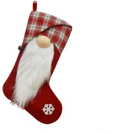 Lustige Plüschstrümpfe für Weihnachtsbaumdekoration oder als Partytüten während der Weihnachtszeit (rot)