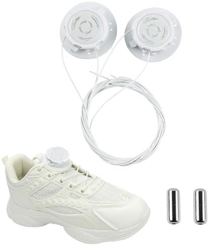 BDHYYM Automatische Drehverschluss Schnürsenkel,schnürsenkel boa verschluss,Schuhbänder ohne Binden Schwarz für Sportschuhe, Arbeitsschuhe (Weiße - Erwachsene)