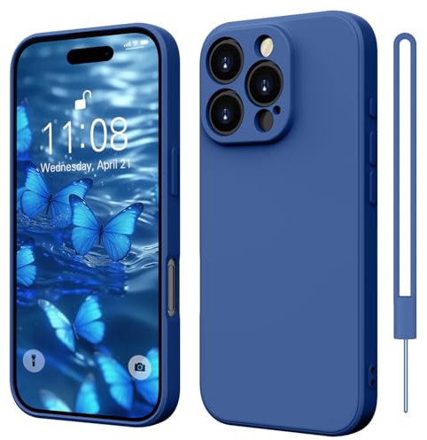 ORDA for iPhone 16 Pro Case Silicone Camera Protection Ultra Slim Case Soft Gel 16 Pro Cover Rubber Lightweight Anti-Scratch Phone Case Compatible for iPhone 16 Pro 6.3 Inch Kleinblue