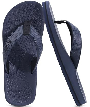 ONCAI Men’s Flip Flops Summer Beach Fashion Yoga Mat Thong Sandals With Cushion Slip-on Ooudoor Rubber Sole