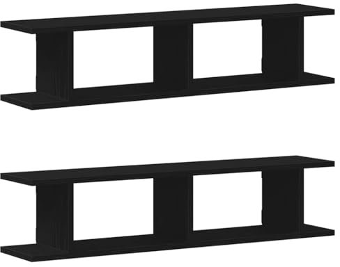vidaXL Wandregale 2 STK. Schwarz Eichen-Optik 90x18x20cm Holzwerkstoff, Schweberegal, schwebendes Regal, Hängeregal, Wandboard, Regal, Regalbrett