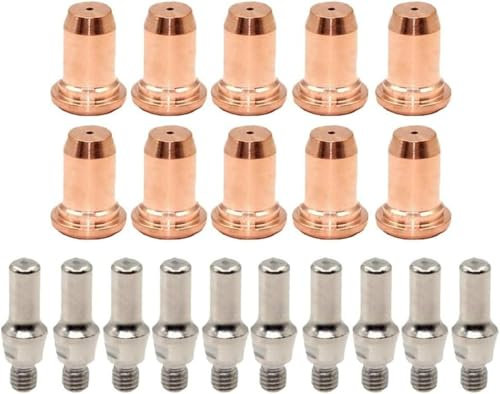 20 boquillas de corte de plasma extendidas, soplete cortador de plasma, 10 electrodos de plasma, 10 boquillas de plasma, para soplete cortador de plasma IPT60 PT60 PT60, puntas de electrodo de 1,0 mm