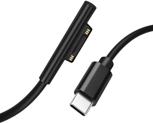 AIYEEN USB-C Male to Surface Magnetic Charging Cable, Supports PD up to 45W (15V/3A) Fast Charging, Compatible with Microsoft Surface Pro 7/6/5/4/3 Go/Book Surface Laptop 4/3/2, 0.5m/1.64ft