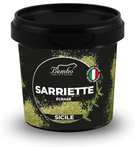Sarriette Sicilienne Bembo 140 g – Feuilles de Sarriette Naturelles, Séchées au Soleil de Sicile – Herbe Aromatique au Goût Intense et Épicé – Idéale pour Viandes, Légumineuses, Légumes et Sauces