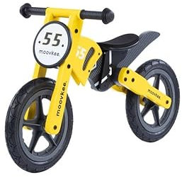 COIL Fahrrad-Laufrad, Lauflernrad, Kinderlaufrad, Holzfahrrad, Balance Bike, Holzrahmen, 12 Zoll Rad - pannensichere Bereifung, ab 3 Jahren (Gelb)