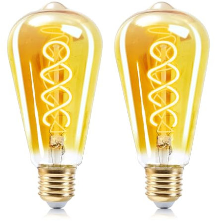 WOOWTT Edison Vintage Glühbirne E27, E27 LED Vintage Glühbirne Warmweiss 2700K Retro Dimmbare Glühbirnen 4W LED Filament Lampe Leuchtmittel für Retro Nostalgie Beleuchtung im Café Haus Bar - 2 Stück