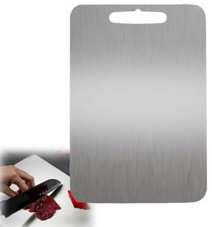 Tivano Cutting Board Titanium,Titan Schneidebrett,Doppelseitiges Schneidebrett aus lebensmittelechtem Titan,Freundliche Schneidebretter zum Schneiden von Fleisch,Früchten und Gemüse (11.4x7.87in)