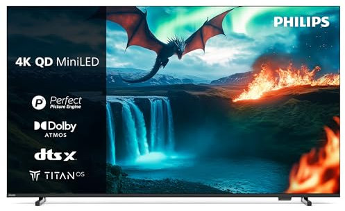 Philips Ambilight 65MLED820 Mini LED 4K Smart TV - Display 65’’ con processore P5 Perfect Picture Ultra HD, Titan OS, Dolby Vision e Dolby Atmos Sound