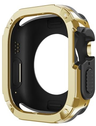 CYSUE Funda 2 en 1 para Apple Watch Series 8/7/SE/6/5/4 Ultra 41mm 45mm 40mm 44mm 49mm TPU PC Protector a prueba de golpes para iwatch(Gold,Ultra 49mm)