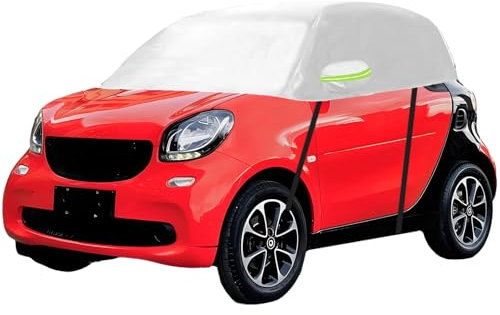 Halbgarage Autoabdeckung für Benz Smart Fortwo 2006-2025, Wasserdicht Sonnenschutz Thermomatten, Atmungsaktiv Autoplane Regen Sonne Schnee Auto Abdeckplane Abdeckung (Silber)