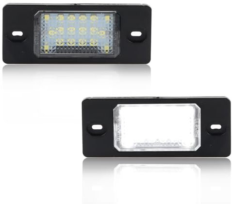 GSOWO 2 Stücke LED Kennzeichenbeleuchtung für V-W GOLF5 Variant Pass-at 3bg Tiguan Touareg Bora Limousine/Variant, Hochwertige Can-bus Fehlerfrei 18 SMD Nummernschildbeleuchtung, klar weiß