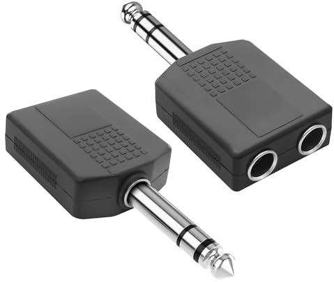 XMSJSIY 1/4 6,35 mm Stereo maschio a Dual 6,35 mm Stereo Audio Jack Splitter Adattatore 1/4 TRS maschio a 2 prese splitter connettore per microfono, cuffie chitarra altoparlante strumento