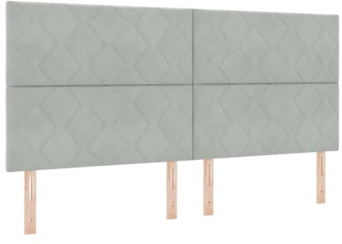 vidaXL Kopfteil Diamantblock-Design Hellgrau 200 cm Samt | Höhenverstellbar Wandmontiert Moderner Gepolsterter Stoff Ideal für Schlafzimmerdekor. Mit Luxus Bett Zeitgemäßem Dekor