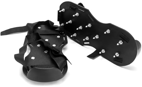 Spiked Work Shoes for Epoxy Floor Installation - 1-3/16 Short Steel Spikes | Non-Slip Overshoes for Screed, Resin & Concrete Flooring (Black, 13 Spikes per Shoe, 1 Pair)