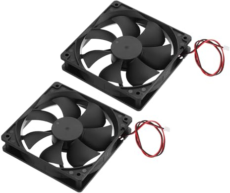 sourcing map Lot de 2 ventilateurs de refroidissement sans balais CC 12 V CC 12 V 0,21 A 120 x 120 x 25 mm 2 broches 2 fils haute vitesse silencieux pour imprimante 3D, boîtier d'ordinateur