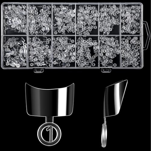 600 Stück Extra Kurze Halbdeckende Quadratische Tips für Gelnägel, 12 Größen Klare Presson Square Nail Tips Mit Box, Halbdeckende Weiche Gel Nageltips für Zuhause Acryl Nagelverlängerung DIY Salon