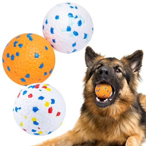 Hundeball Unzerstörbar Hundespielzeug Ball Hundebälle Interaktiver spielball für hunde Dauerhaftes Tennisball Geeignet für große Mittlere und Kleine Welpenspielzeug Hunde Ball set 3 Stück Dog toy