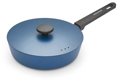 Morphy Richards Saute Pan, Forged Aluminium, 24cm, Non Stick Ceramic Coating, Soft Touch Handles, Oven Safe Up to 180c, Suitable for All Hobs, Blue, 852252