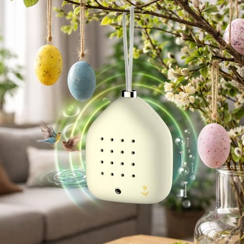 RELAXOUND Lily Bells – Dekorativer Klanghänger mit Bewegungsmelder, sanftes Vogelgezwitscher, Chimes & Wasserklänge – Entspannung für Zuhause, stilvolle Geschenkidee - Sunwing - Gelb (Pastell-Gelb)