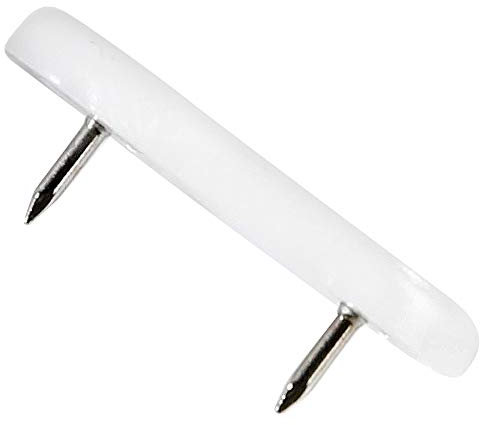 Adsamm® / 32 x Kunststoffgleiter mit 2-Nägel / Weiß / 18x44 mm / rechteckig / Möbelgleiter mit Nagel / Möbel- und Bodengleiter