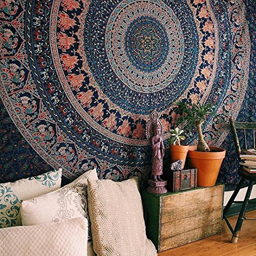 Craftozone Tapisserie Geschenk Hippie Wandteppiche Kamel Mandala Bohemian Psychedelic komplizierte indische Wandbehang Bettwäsche Tagesdecke