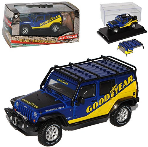 Greenlight Jeep Wrangler JK Unlimited 5 Türer Good Year Edition Blau Gelb Ab 2007 1/43 Modell Auto