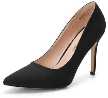 DREAM PAIRS Escarpins Femme Talon Aiguille Sexy, Chaussures à Bout Pointu Confortables avec Semelle Antidérapante,Size 38.5,Suède/Noir