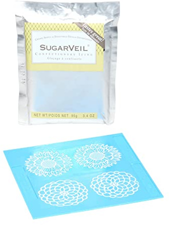 SugarVeil Blumendekoration mit weißem SugarVeil Zuckerguss.