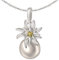 CLEVER SCHMUCK Damen Halskette Anhänger Edelweiß Blume auf Süßwasserperle 15 x 11 mm Kette Erbs 45 cm Sterling Silber 925 im Schmucketui anthrazit