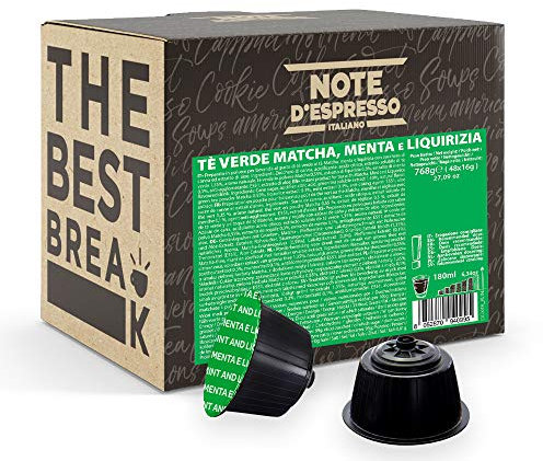 Note d'Espresso - Thé Matcha Mint Liquorice - Capsules Exclusivement Compatibles avec les Machines NESCAFE* DOLCE GUSTO* - 48 caps