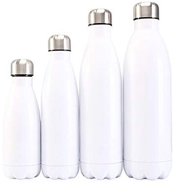 Botella de Agua, Botella de vacío de Acero Inoxidable de Doble Pared,termostato 350/500/750/1000ml,frío y Caliente, diseño a Prueba de Fugas para Correr,Montar en Bicicleta，Blanco,350ml