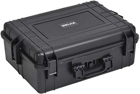 MEIJIA Portable Waterproof Protective Hard Case,Compact Camera Case with Customized Fit Foam Insert, Elegant Black (22.4X16.73X8.46)