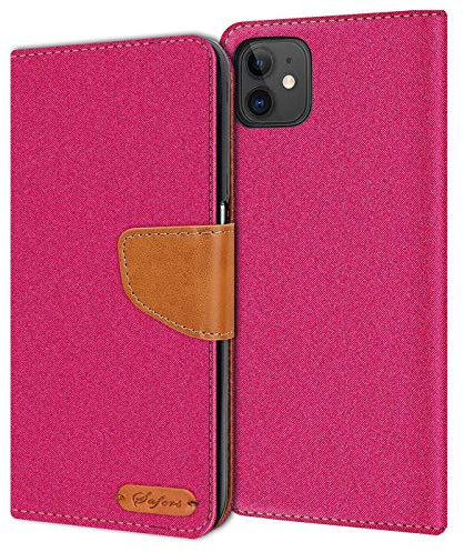 Verco iPhone 11 Custodia per Cellulare, Caso Tessuto per Apple iPhone 11 Cover Tessilo Portafoglio Case, Rosa