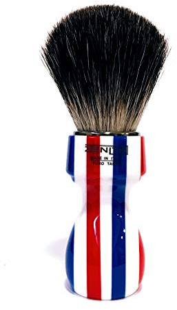 Zenith Barber Pole Rasierpinsel mit 100% echtem Dachshaar - Dark Badger - Made in Italien