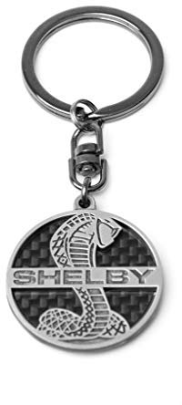 Shelby Cobra Schlüsselanhänger mit Schlangen-Logo, echte Kohlefaser-Konstruktion, leicht, silber, Einheitsgröße