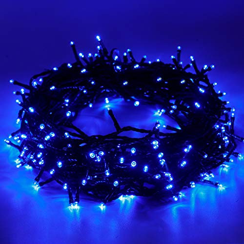 Luce per Albero di Natale 25m 220 LEDs Natalizie - Esterno Interno Funzione di Memoria con 8 modalità Estensibile Stringa Luci Catene Luminose Decorazione per Domestici Festa Halloween Nozze - Blu