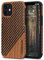 TENDLIN Kompatibel mit iPhone 12 Hülle/iPhone 12 Pro Hülle Holz und Leder Hybrid Handyhülle (Rotes Sandelholz)