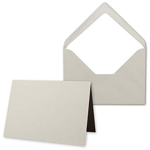 25 x Kartenpaket mit gefütterten Brief-Umschlägen - gerippt - DIN B6 - Silber-Grau - 12 x 17 cm - Nassklebung - NEUSER PAPIER